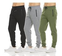 Pure Champ Mens 3 Pack Fleece Active Athletic Workout Jogger Sweatpants for Men with Zipper Pocket and Drawstring Size S-3XL, Set 3, Medium