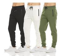 PURE CHAMP Mens 3 Pack Fleece Active Athletic Workout Jogger Sweatpants for Men with Zipper Pocket and Drawstring Size S-3XL, Set 5, Medium