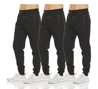 PURE CHAMP Mens 3 Pack Fleece Active Athletic Workout Jogger Sweatpants for Men with Zipper Pocket and Drawstring Size S-3XL, Set 4, X-Large