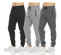 PURE CHAMP Men's Fleece Jogger Pants, 3-Pack, with Zip Pocket and Drawstring, Size S-3XL, Set 1, M