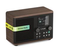 Pure Classic H4 Digital Kitchen Radio (DAB+/FM, Bluetooth, USB, AUX, Kitchen Timer, Alarm), Coffee Black/Walnut