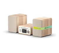 Pure Classic Stereo Mini micro hi fi system mini hifi system with CD player DAB+ & FM radio Bluetooth 5.3 USB AUX headphone jack 40W true stereo 2×20W woofers remote control - Cotton White Oak