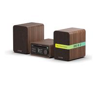 Pure Classic Stereo Mini micro hi fi system mini hifi system with CD player DAB+ & FM radio Bluetooth 5.3 USB AUX headphone jack 40W true stereo 2×20W woofers remote control - Coffee Brown Walnut