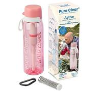 Pure Clear Filter Water Bottle - 769ml - Water Filter Bottle with Electro-Adsorptive Tech to Remove Viruses, Bacteria, Parasites & More - Filtered Water Bottle For Travelling, Gym & Outdoors - Pink