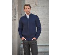 Pure Collection Men's Wool Cashmere Blend Two Tone Ribbed Zip Cardigan in Indigo | Size: Large Pure Collection Indigo L