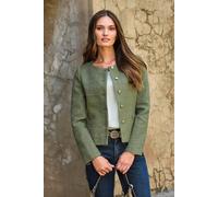 Pure Collection Women's Boucle Collarless Jacket in Khaki | Size: 18 Pure Collection Khaki 18