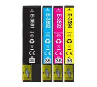 Pure-Color 35XL Ink Cartridge Replacement for Epson 35 XL Inks for WorkForce Pro WF-4720DWF WF-4725DWF WF-4730DTWF WF-4740DTWF WF 4730 WF 4720 WF 4725 WF 4740 WF4730 WF4720 WF4725 WF4740 Printer