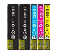 Pure-Color 35XL Ink Cartridges Replacement for Epson 35 XL Inks for WorkForce Pro WF-4720DWF WF-4725DWF WF-4730DTWF WF-4740DTWF WF 4730 WF 4720 WF 4725 WF 4740 WF4730 WF4720 WF4725 WF4740 5 Packs