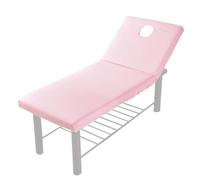 Pure Color Massage Table Bed Fitted Sheet Elastic Full Spa Rubber Band Hole Cover Face Breath Treatment(Pink)