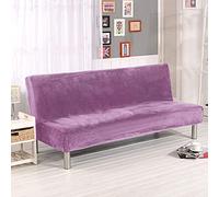 Pure Color Velvet Sofa Cover for Armless Sofa,Slipcover Stretch Futon Cover Fitted Non-Slip Folding Sofa Bed Cover Couch Bed Cover,180-210cm