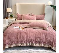 Pure Color Warm Milk Velvet Four-piece Set Autumn and Winter Style Corner Quilt Cover Bed Sheet Thickening Double Bed Supplies (Color : D, Size : 1.5m) (D 1.5m)