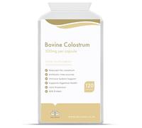 Pure Colostrum Capsules 500mg - 120 Capsules | Reduced-Fat Colostrum from Grass-fed Cows | 20% Immunoglobulins G | Free from Antibiotics | Digestive Health - Made in The UK by Hellenia