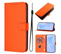 Pure Colour Case for iPhone 17 Pro Max Cover, Shockproof PU Leather Phone Wallet Folio Foldable Cover 3 Card Slots Bumper TPU Magnetic Closure Stand Flip Skin for iPhone 17 Pro Max,Cosmic Orange