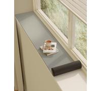 Pure Colour Windows Seat Cushions Grey, Concise Window Sill Protector Mat with Non Slip Backed, Potted Plant Waterproof Liner Pad Guard(200x15cm/79x6in)