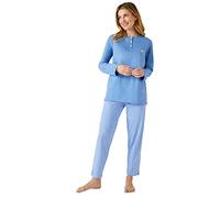 Pure Combed Cotton Long Sleeve Pajama Tunic Blue