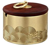 Pure Copper Ashtray with Lid High-End Creative Car Size Business Living Room Family Unisex 8X7.5X5.5cm, Wood(Size:B)