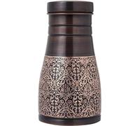 Pure Copper Bedside Carafe for Ayurveda Health Benefits - Capacity - 1 Liter (33.81 US Fluid Ounce) (Floral Pattern)