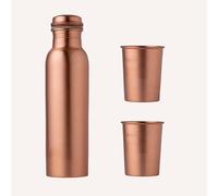 Pure Copper Bottle and Glasses Set - 950ml Bottle & 2x 350ml Glasses - Ayurvedic Drink Set for Health and Wellness - Premium Art of Vedas Copper Drinking Set