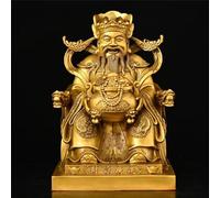 Pure Copper CAI Shen Sculpture Statue Traditional Chinese God of Fortune Statue Home Living Room Desk Decoration Wealth & Prosperity Charm for Office Shop Decor