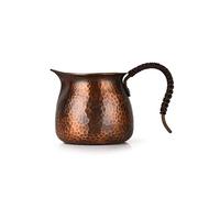 Pure Copper Creamer Pitcher 13.5oz, Long Handle Milk Frothing Cup with Non Drip Spout for Coffee(B)