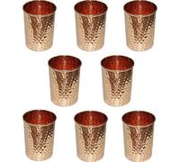 Pure Copper Drinkware Hammered Tumbler Water Glass Cup Tableware Drinking Accessories 8 Oz Set of 10 Pieces Capacity 350 Ml