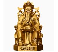 Pure Copper God of Wealth Buddha Sculpture Article Brass God of Wealth Sitting Image Home Living Room Decoration Crafts