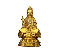 Pure Copper Guanyin Bodhisattva Statue - 17cm Sitting Lotus Buddha Sculpture for Home Temple Decor, Buddhist Ornaments, Spiritual Worship, Art Piece
