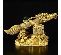 Pure Copper Hair Pen Great Wealth Ornament Chinese-Style Living Room Study and Office Decoration Opening Gift Brass Inlaid Gourd Writing Pen Ornament