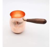 Pure Copper Handmade Coffee Tea Cup Turkish Greek Arabic Coffee Pot for Barista (Wooden Handle Cup)