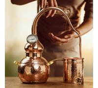 Pure Copper Moonshine Still Kit3L Home Distiller Still with with Thermometer & Cooling Pipe Compatible with Induction Stove & Open Flame Heat Sources
