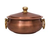Pure Copper Pot for Stovetop, Copper hot Pot, Handmade Stew Pan with lid, Shabu Shabu Pot for Picnic, Stove, Household, Home Cooking(18cm)