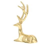 Pure Copper Sika Deer Ornament Tabletop Figurine for Christmas Decor | Minimalist Contemporary Golden Finish, Home Table Display, Party Accent, Single Collectible Deer Statue