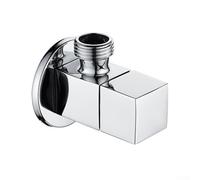 Pure Copper Square Angle Valve for Bathroom, 4-Way Water Heater & Toilet Tap Connector with G1/2 Standard Interface, Brushed Electropl(Silver)