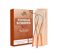 Pure Copper Tongue Cleaner | Reusable Tongue Scraper with Smooth Grip | Daily Oral Care Tool | With Travel Case | Pack of 2 (Copper Open)