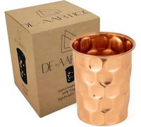 Pure Copper Tumblers for Drinking - Handmade Hammered Finish Water Glasses, 312ml (11 fl oz), Health Benefits for Hydration, Set of 2, Eco-Friendly Copper Cups for Water & Juices