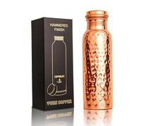 Pure Copper Water Bottle | 100% Pure Copper for Ayurveda Health Benefit | 963.9 g | Handmade Hammered Design for Drinking Water | Leak Proof Lid
