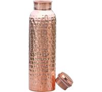 Pure Copper Water Bottle - 1000ml - Leakproof - Handmade BPA Free - Joint Free Design for Health, Yoga, Office and Travel, Great for Hydration & Detox (Hammered)