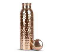 Pure Copper Water Bottle - 34oz - Handmade 1 Liter Leak Proof Handcrafted Vessel For Drinking With Ayurvedic Health Benefits for Sports Fitness Yoga Bottle Drink More Water - Hammered Finish