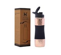 Pure Copper Water Bottle with Sipper Cherry Black, 900 Ml Capacity (30.4 US Fl Ounce) For Ayurveda Health Benefits