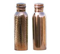 Pure Copper Water Bottles 900 Ml Set of 2 | Joint-Free Copper Water Bottle Set | Leak-Proof Ayurvedic Copper Water Bottles for Health Benefits by Monika Enterprises