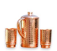 Pure Copper Hammered Water Jug & Tumblers Set (50.7 US Fluid Ounce) - Embrace Health Benefits with Premium Copper Pitcher for Refreshing Hydration and Holistic Living" (2)