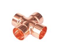 Pure Copper Weld Cross 4 Way Fitting ID 6.35-54mm | Pure Copper End Feed Cross 4 Way Weld Pipe Connector for ID 6.35 to 54mm Air Conditioner(25.4x1mm)