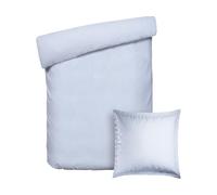 PURE COTTON 2-Piece Single Bed Linen - Duvet Cover 135 x 200 cm and Pillowcase 80 x 80 cm - 100% Cotton Percale, 80 Thread Count, 122 GSM - Breathable OEKO-TEX Certified - Horizon - Light Blue