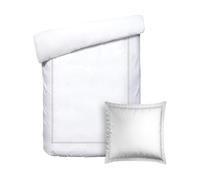 Pure Cotton 2 Piece Single Bed Set - Duvet Cover 135 x 200 cm and Pillowcase 80 x 80 cm - 100% Cotton Sateen 200 Thread Count 120 g/m² - Oeko-Tex Certified - Céleste Grey/White