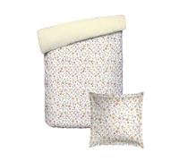 Pure Cotton 2-Piece Single Bedding Set - Duvet Cover 140 x 200 cm and 1 Pillowcase 63 x 63 cm - 100% Cotton Satin, 80 Thread Count - Oeko-TEX Certified - August Bouquet - Yellow