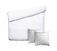 Pure Cotton 3 Piece Double Bed Set - Duvet Cover 240 x 220 cm and 2 Pillowcases 63 x 63 cm - 100% Cotton Sateen 200 Thread Count 120 g/m² - Oeko-Tex Certified - Carreaux White/Taupe