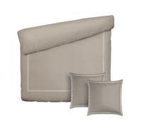Pure Cotton 3-Piece Double Bedding Set - Duvet Cover 240 x 220 cm & 2 Pillowcases 63 x 63 cm - 100% Cotton Satin, 80 Thread Count, 120 GSM - Oeko-TEX Certified - Silhouette - White/Taupe