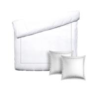 Pure Cotton 3-Piece Double Bedding Set - Duvet Cover 240 x 220 cm & 2 Pillowcases 63 x 63 cm - 100% Cotton Satin, 80 Thread Count, 120 GSM - Oeko-TEX Certified - Celestial - Grey/White