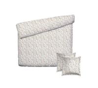 Pure Cotton 3-Piece Double Bedding Set - Duvet Cover 240 x 220 cm and 2 Pillowcases 63 x 63 cm - 100% Cotton Satin, 80 Thread Count - Oeko-TEX Certified - Flower Field - White