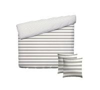 Pure Cotton 3-Piece Double Bedding Set - Duvet Cover 240 x 220 cm and 2 Pillowcases 63 x 63 cm - 100% Cotton Satin, 80 Thread Count - Oeko-TEX Certified - Navy Foam - Taupe